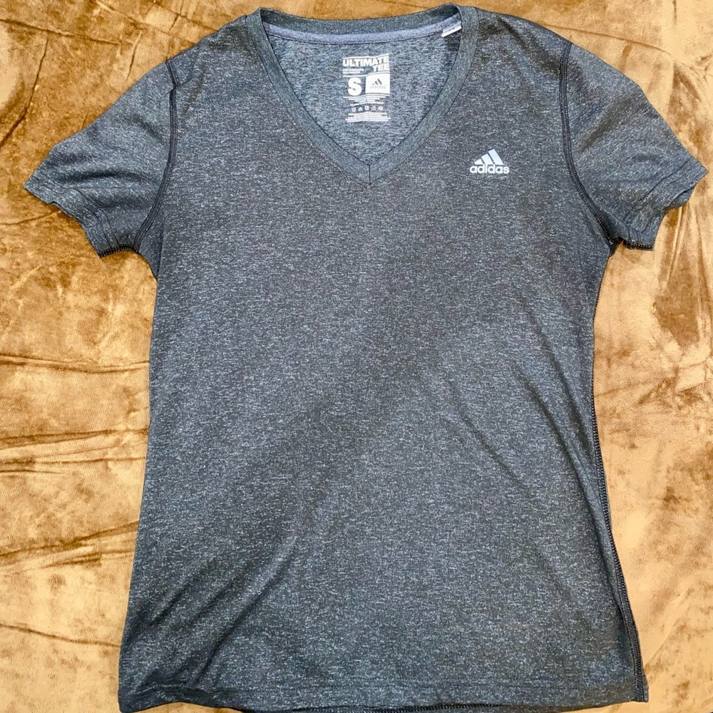 Adidas Heathered Gray V-Neck Tee